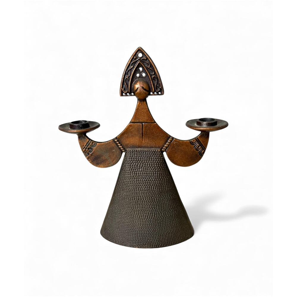 VTG USSR Bjorn Wiinblad Style Candlestick Holder | Brutalist Metal Candleholder